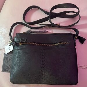 Black Faux Leather Crossbody Bag NWT